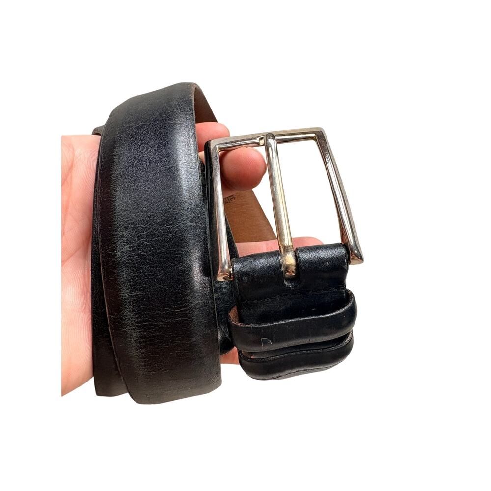 Allen Edmonds Men's 38 Black Calfskin Leather Belt Made in USA